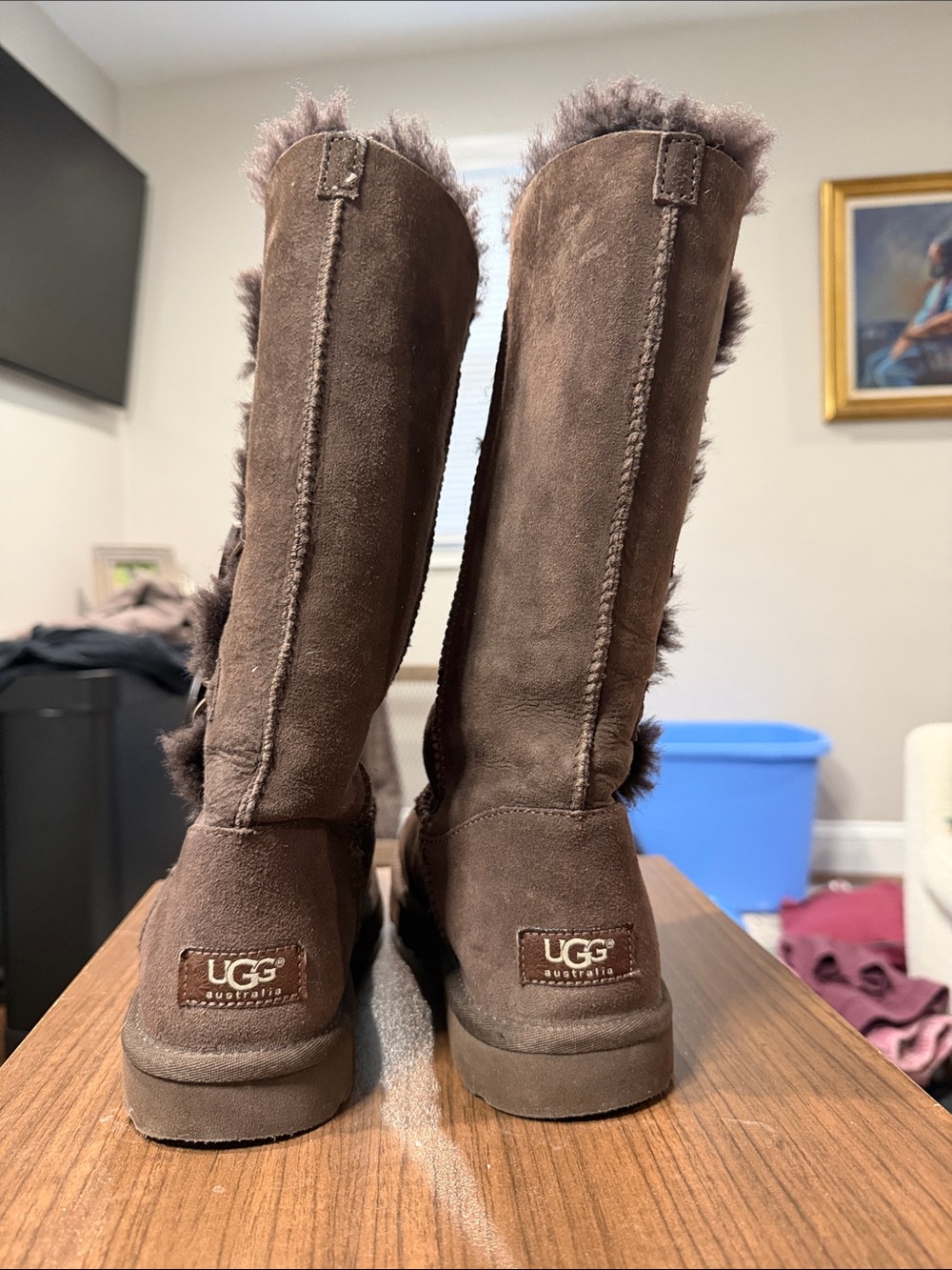 UGG Tall Triple Button Suede Boots in Brown - Picture 5 of 10